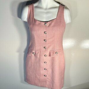 Olivaceous NWOT SZ L Pink Boucle Tweed Jumper Dress Old Money Academia Minimal